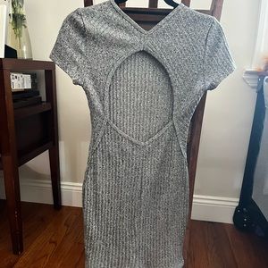 Bodycon grey cotton dress - size small! Open back!